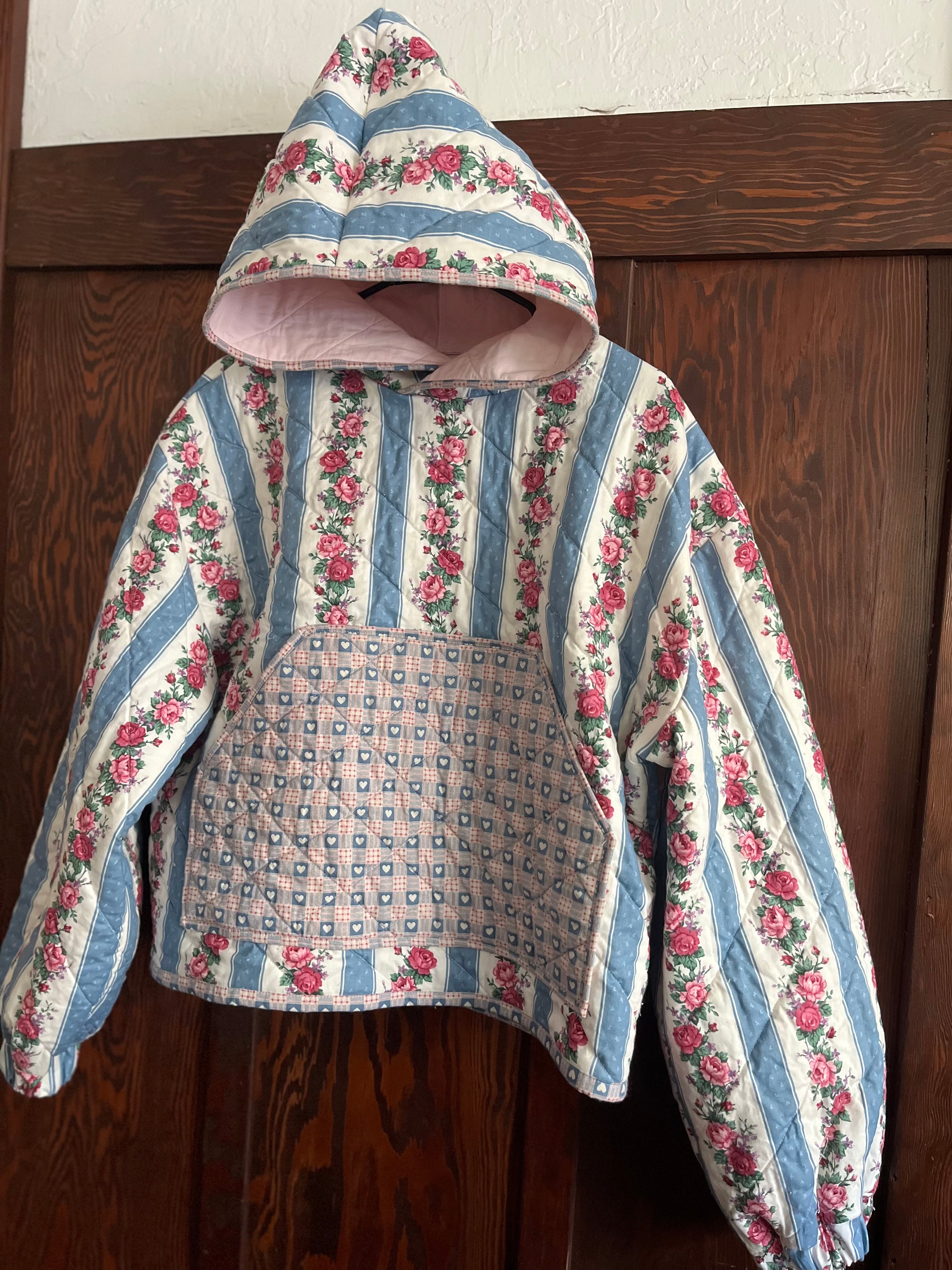 Floral Stripe Roses Hoodie