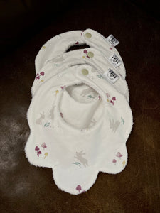 Scalloped Dribble Bib - Little Bunny Mushroom