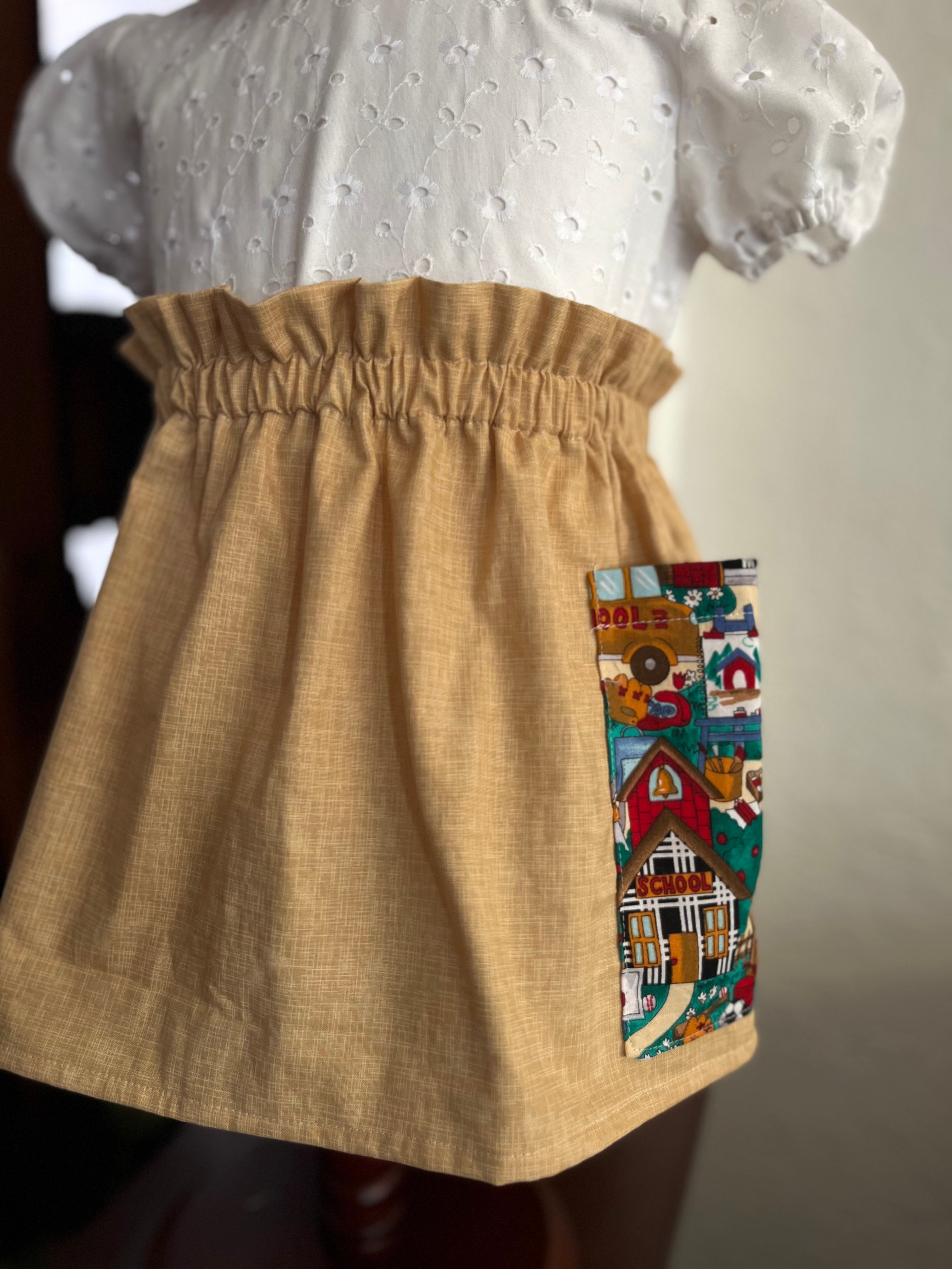 High waits skirt with pockets