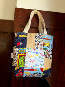 School Theme Patchwork Tote Bag