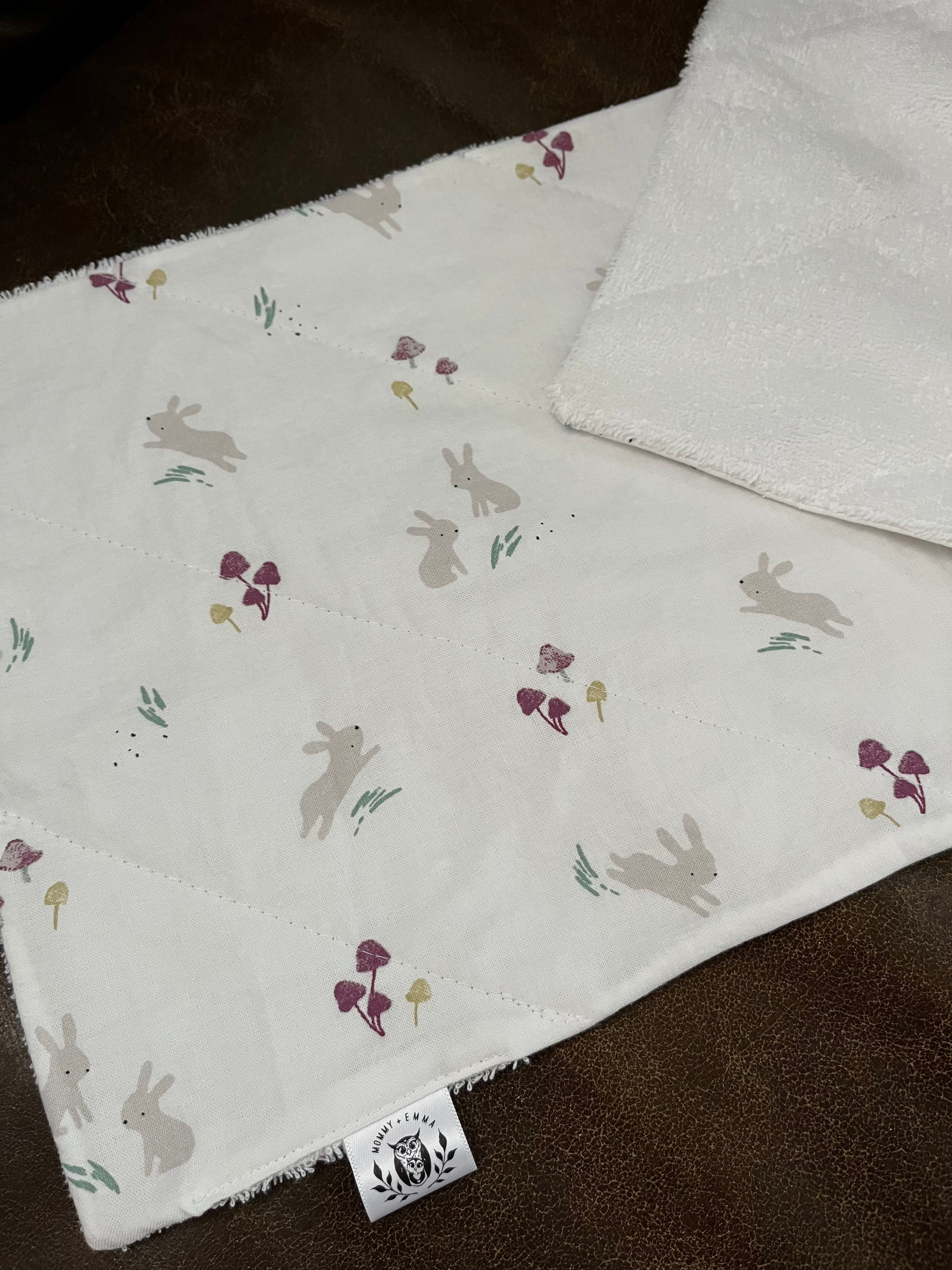 Burp Cloth - Little Bunny Mushroom