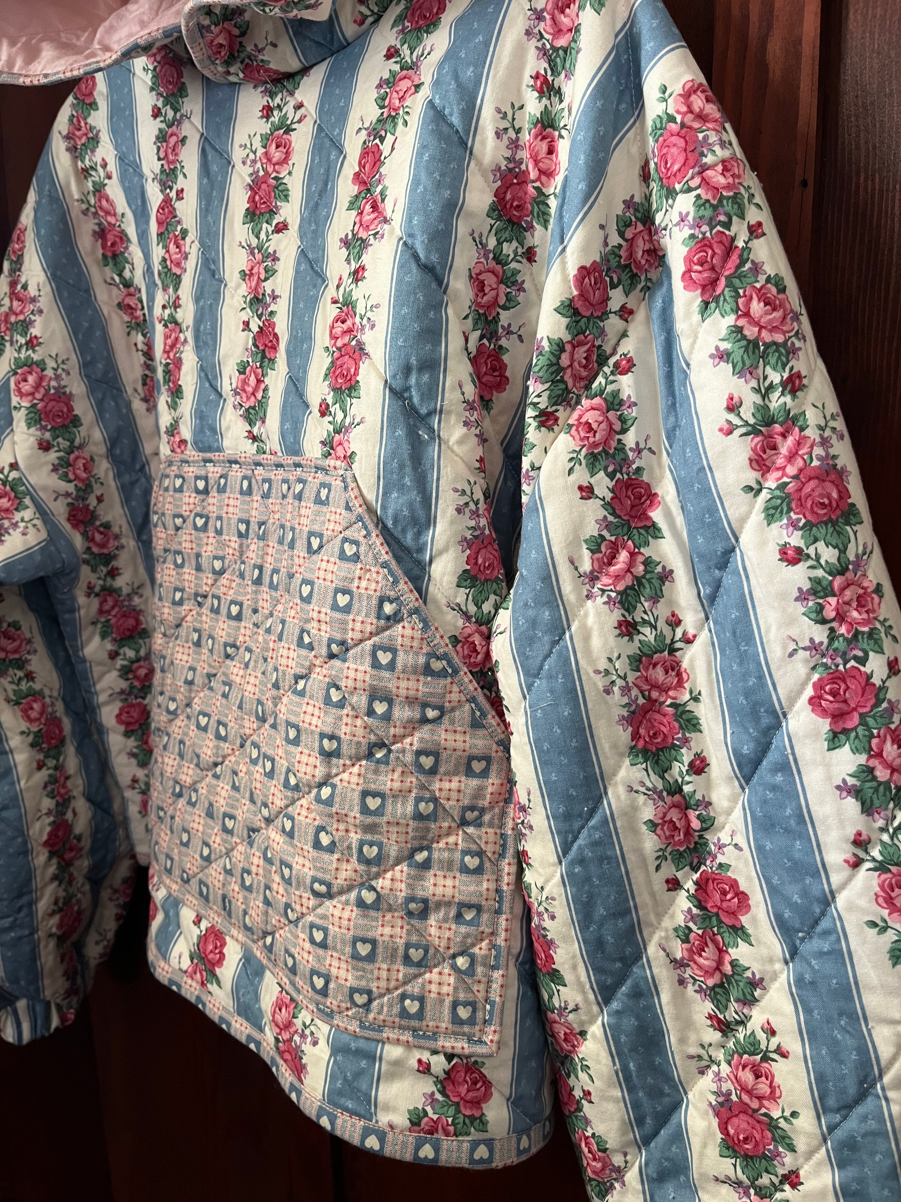 Floral Stripe Roses Hoodie