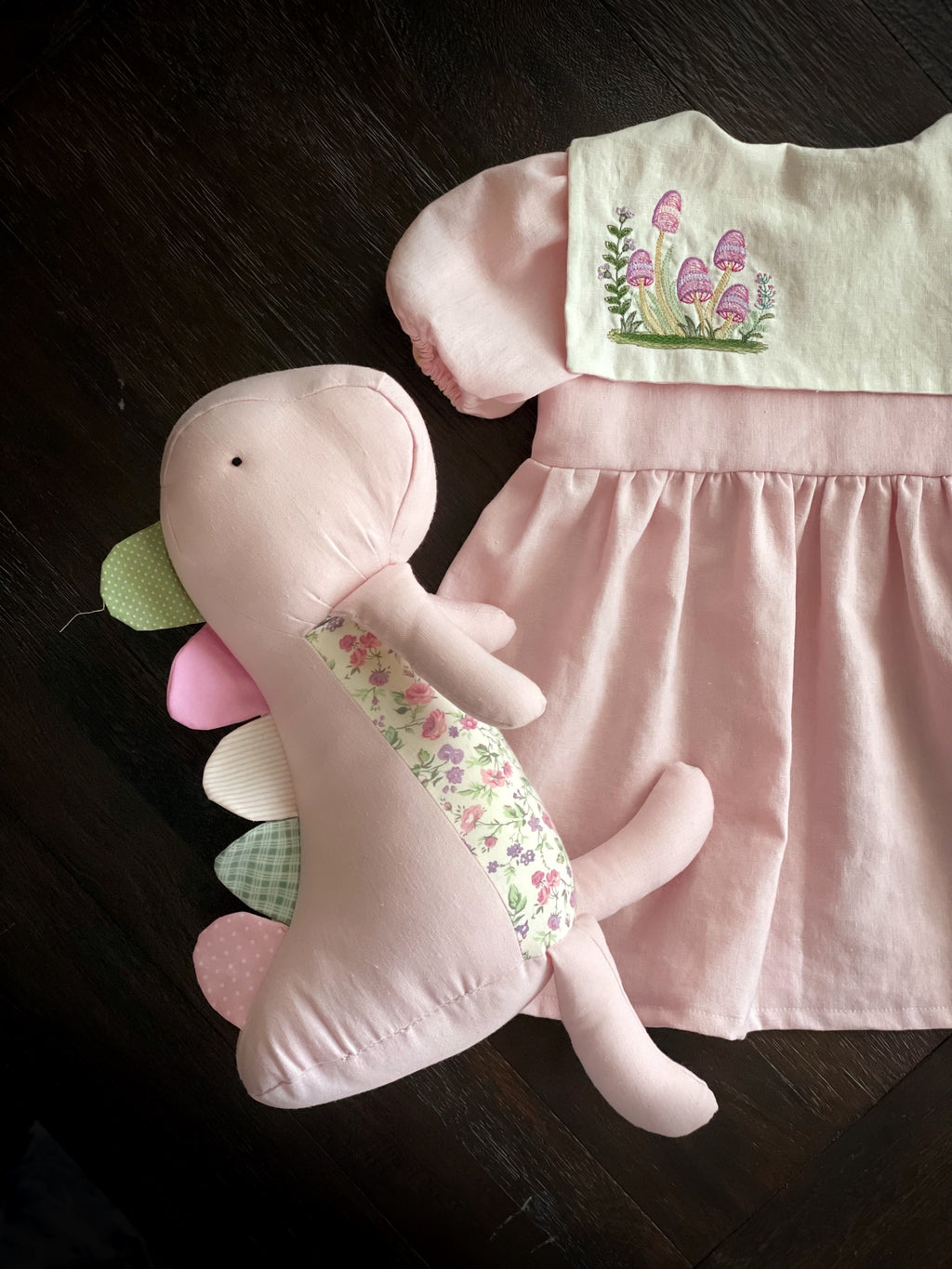 Madeline Dress - Pink Embroidered Mushroom | Size 12-18m.