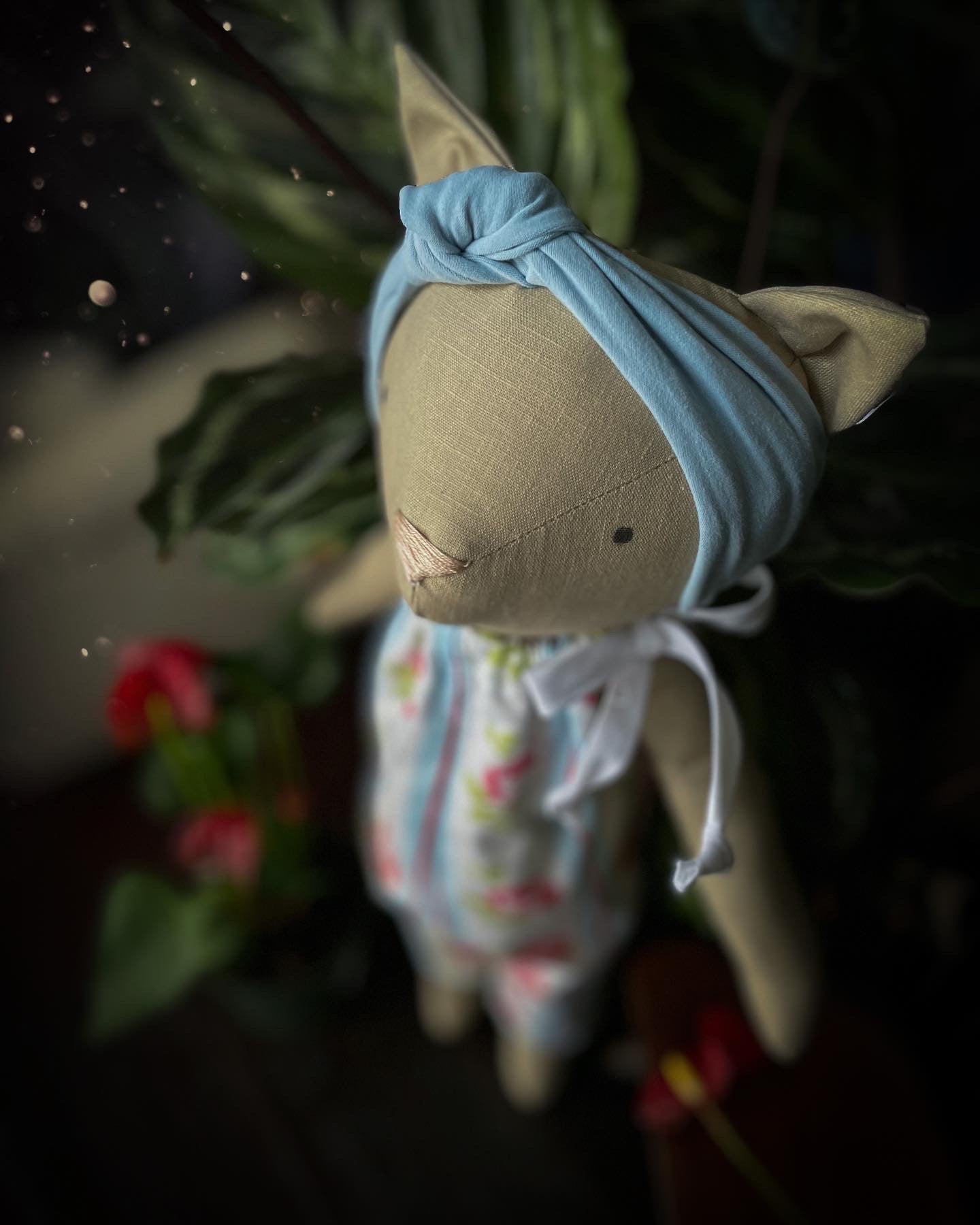 Stuffed Animal Pepper The Cat | Blue And Roses.