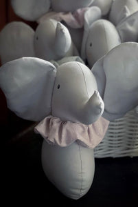 Ellie Elephant Swaddle Doll | Light Mauve Ruffles.